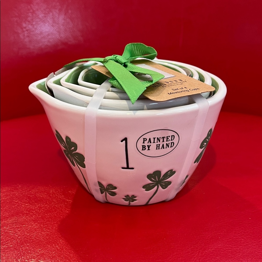 Rae Dunn Green and White Measuring Cups